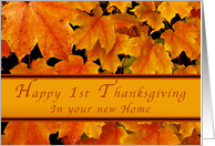 Happy 1st Thanksgiving in your new Home, Autumn Maple leaves, card