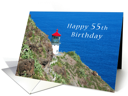 Happy 55th Birthday, Hawaiian Light Overlooking the Pacific Ocean card