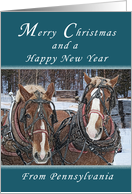 Merry Christmas and Happy New Year from Pennsylvania, Draft Horses card