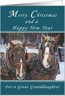 Merry Christmas and Happy New Year, Great Granddaughter, Horses card