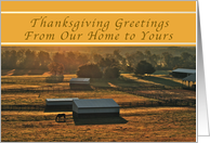 Tanksgiving Greetings From Our Home to Yours, Farm at Day Break card