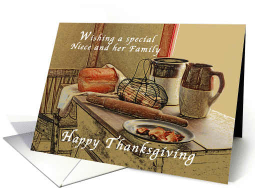 Happy Thanksgiving, Niece and Her Family, Old Fashioned Kitchen card