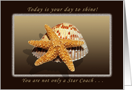 Happy Birthday, You are a Star Coach, Starfish and Shell card