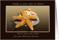 Happy Birthday, You are a Star Military Service, Starfish and Shell card