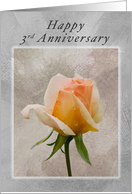 Happy 3rd Anniversary, Fresh Rose on a Textured Background card