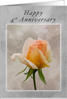 Happy 4th Anniversary, Fresh Rose on a Textured Background card