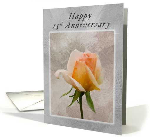 Happy 15th Anniversary, Fresh Rose on a Textured Background card