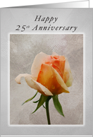Happy 25th Anniversary, Fresh Rose on a Textured Background card
