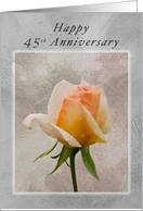 Happy 45th Anniversary, Fresh Rose on a Textured Background card