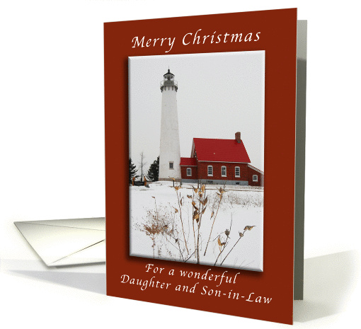 Merry Christmas, Tawas Lighthouse, For a Daughter and Son-in-Law card