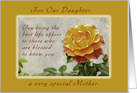 For Our Daughter on Mothers Day, Yellow Rose card