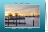 Merry Christmas, from Our Home to Yours, Marina and Lighthouse card