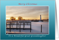 Merry Christmas, Great Granddaughter, Marina and Lighthouse card