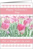 Happy Valentine Day for a Daughter-in-Law, Pink Hearts and Tulips card