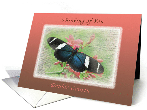 Thinking of You,Double Cousin, Butterfly on Flowers card (1186266)