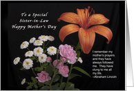 To a Special Sister-in-Law on Mother’s Day, Lily,Roses & Baby Breath card