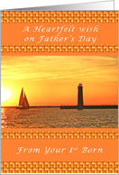 Happy Father’s Day from 1st Born, Sunset with Lighthouse card