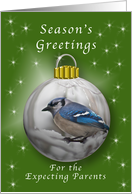 Season’s Greetings for Expecting Parents, Bluejay Ornament card
