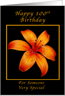 100th Birthday for Someone Special, Orange lily card