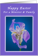 Happy Easter for a Minister and His Family, Purple Iris card