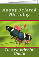 Happy Belated Birthday Uncle, Butterfly card