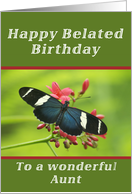 Happy Belated Birthday Aunt, Butterfly card