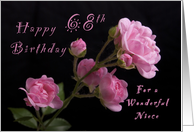 Happy 68th Birthday for a Niece, Pink roses card