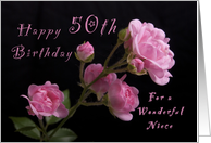 Happy 50th Birthday for a Niece, Pink roses card