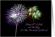 Happy 4th of July and Birthday for a Girlfriend, Firework card