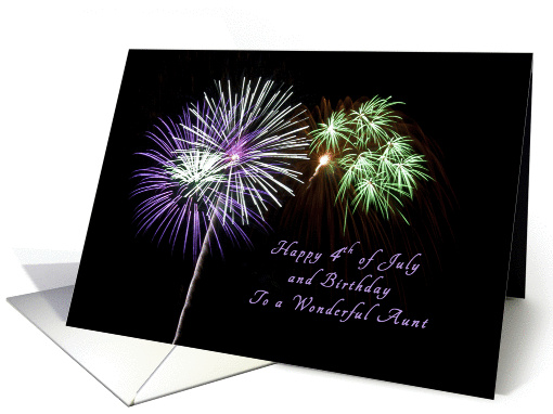 Happy 4th of July and Birthday for a Aunt, Firework card (1258330)
