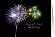 Happy 4th of July and Birthday , Firework card