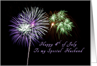 Happy Independence Day to a Special Husband, Fireworks card