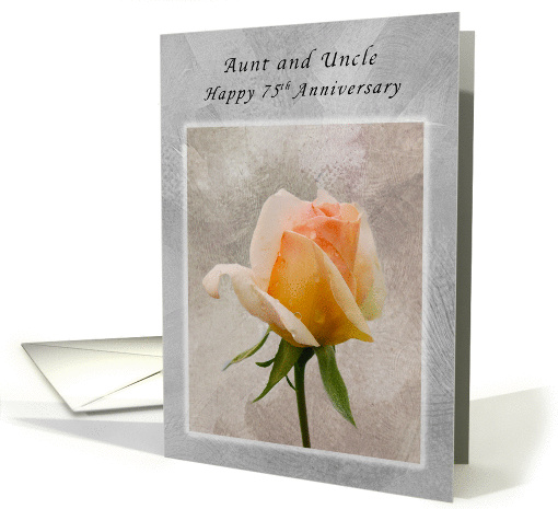 Aunt & Uncle, Happy 75th Anniversary, Rose Textured Background card