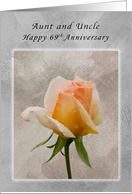 Aunt & Uncle, Happy 69th Anniversary, Rose Textured Background card