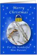 Season’s Greetings for New parents, Sparrow Ornament card