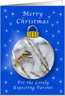 Season’s Greetings for Expecting Parents, Sparrow Ornament card