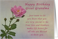 Happy Birthday Great Grandma, Simple Pink rose card