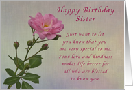 Happy Birthday Sister, Simple Pink rose card