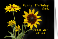 Happy Birthday To Dad From All of Us, Rudbeckia flowers card