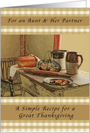 Happy Thanksgiving, Aunt and Her Partner, Recipe of Thanksgiving card