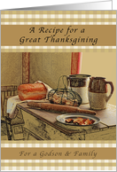 Happy Thanksgiving, Godson and Family, Recipe of Thanksgiving card