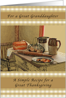 Happy Thanksgiving, Great Granddaughter, Recipe of Thanksgiving card