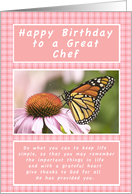 Happy Birthday, for a Chef, Monarch Butterfly card