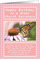 Happy Birthday, for a Church Secretary, Monarch Butterfly card
