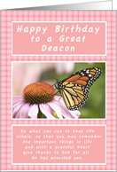 Happy Birthday, for a Deacon, Monarch Butterfly card