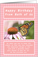 Happy Birthday, from Both of Us, Monarch Butterfly card