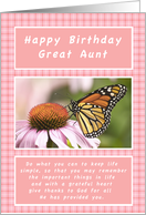Happy Birthday,Great Aunt,Monarch Butterfly card