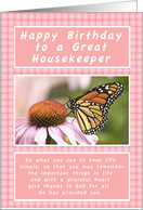 Happy Birthday,Housekeeper ,Monarch Butterfly card