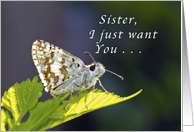 Sister, get well soon, grizzled butterfly card