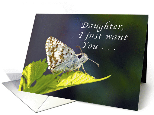 Daughter, Just Want You to Get Well Soon, grizzled butterfly card